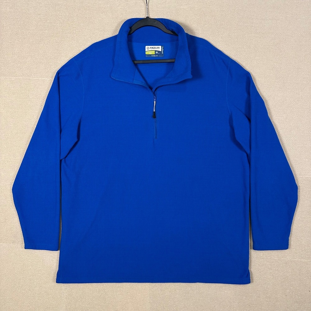 Magellan Outdoors 1/4 Zip Grid Fleece Pullover Mens 2XL Blue MagWarmth